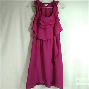 Boston Proper pink fushia ruffle dress. Size 6